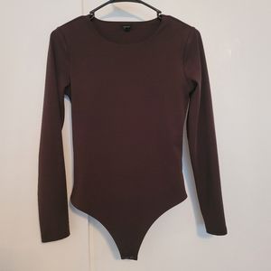 Express Body Contour Espresso Double Layered Longsleeve Bodysuit Small